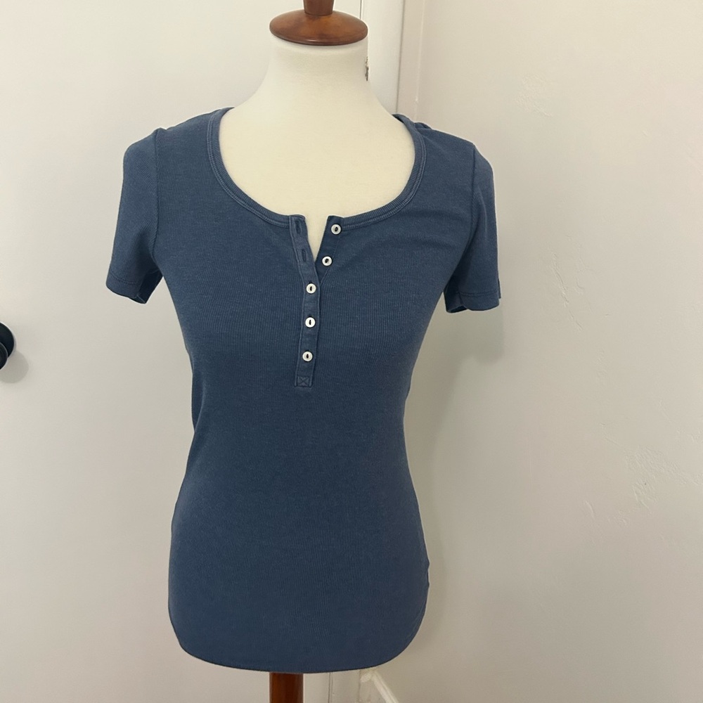 Women's Blue Button-Up Top